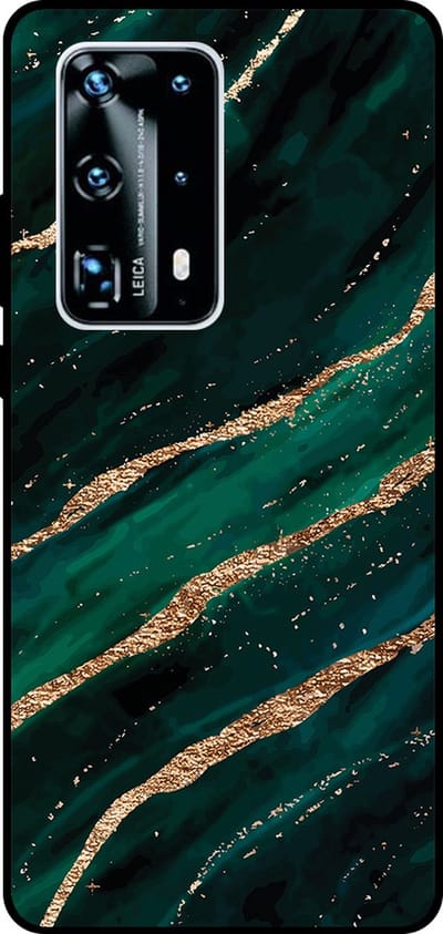 Smartphonica Telefoonhoesje Geschikt voor Huawei P40 Pro Plus met marmer opdruk - TPU backcover case marble design - Groen Goud geschikt voor Huawei P40 Pro Plus