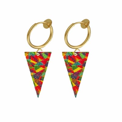 Klem oorbellen -driehoek -gekleurd-geen gaatje-Charme Bijoux