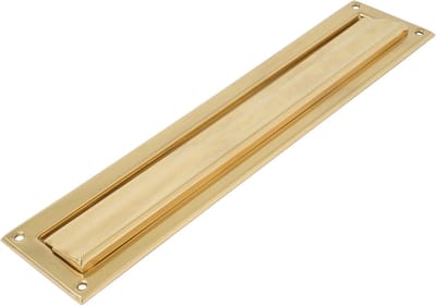 - Gouden Brievenbus Mod. 2 - Wand- of Deurmontage - Brievenvanger met Messing Deksel - 342 x 73 mm - Openingsafmetingen: 312 x 43 mm - Gepolijste Gouden Afwerking - Brievengleuf