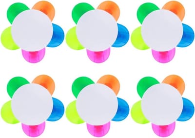 Set van 6 Fluorescerende Petal Markers in 5 Kleuren voor School en Kantoor, Creatieve Hooglighters voor Kinderen en Studenten