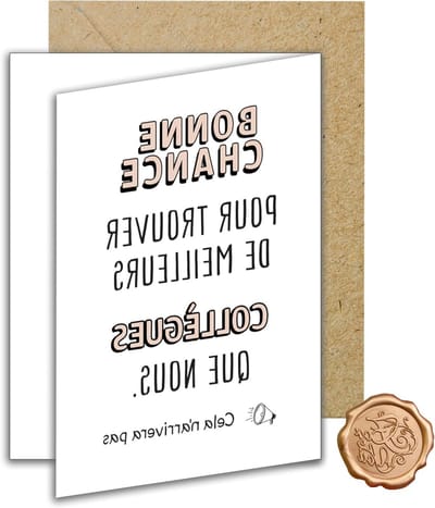 Collega cadeau kaart met envelop "Veel succes met het vinden van betere collega's dan wij" Kerstcadeau voor pensioen of afscheid 14 x 10.5 cm, persoonlijke boodschap, vriendschap, waardering