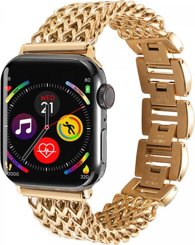 Gevlochten Stalen Bandje Geschikt voor Apple Watch 1 / 2 / 3 / 4 / 5 / 6 / 7 / 8 / 9 / 10 / SE - 42MM / 41MM / 40MM / 38MM - Metalen RVS Band - Goud