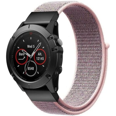 Strap-it Nylon Quickfit smartwatch bandje - geschikt voor Garmin Fenix 5 (Plus) / Fenix 6 (Pro) / Fenix 7 (Pro - Solar - Sapphire) / Fenix 8 - 47mm - roze