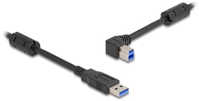USB-A - USB-B haaks (links) kabel | USB3.0 5 Gbps | 10W | zwart | 1 meter