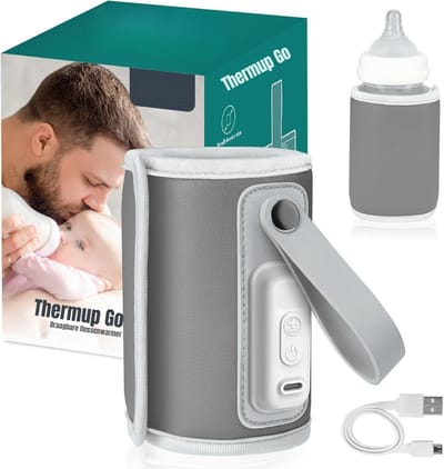 RWB® Flessenwarmer Onderweg - Flessenwarmer - Fleswarmer - Grijs - 9cm x 9cm x 12cm