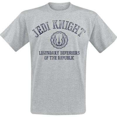 Star Wars - Disney T-shirt - Jedi Knight Collegiate - M tot XXL - voor Mannen - grijs gemêleerd