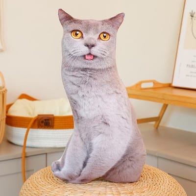 Pluche Realistische 3D Kat Poppen Zacht Cartoon Simulatie Kat Lappenpop Pluche Speelgoed Kussen Gevuld Kawaii Pluche Dieren Speelgoed Kussen gray