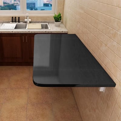 Wandklaptafel - Opklapbaar Bureau - Ruimtebesparend Werken - Compact Hout Design - Zwart