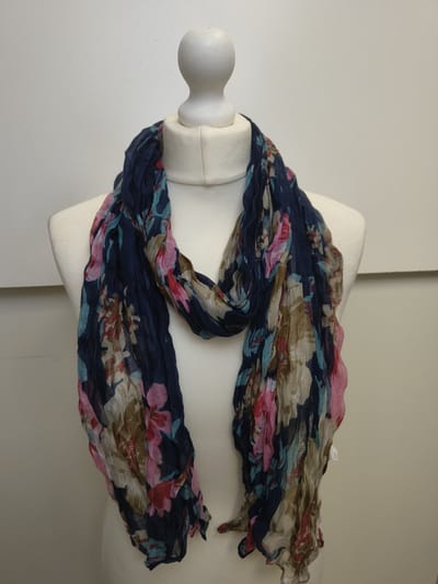 Lange dames sjaal Amber-gebloemd motief-donker blauw wit roze taupe rood beige bordeauxrood licht aqua