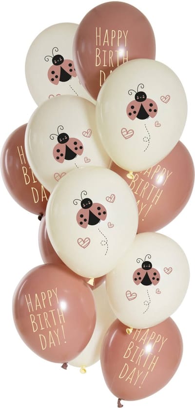 Folat - Ballonnen birthday ladybug (12 stuks - 33 cm)