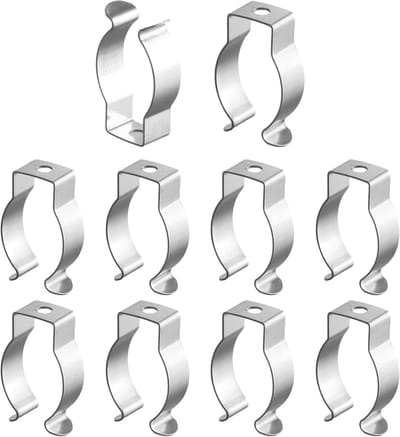 Set van 10 Veerklemmen voor Lampen en Slangen, RVS Klemmen, Stevige en Duurzame Clips voor Tubeverlichting en Fluorescentielampen, 35-40 mm