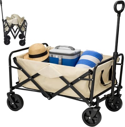 Lomera Bolderkar - Bolderwagen - Opvouwbare Bolderkar - Strandkar - Trekkar - Bolderkar Strand - Beige Bolderkar - Bolderkar Opvouwbaar - Trekkar Strand - Bolderkar met Wielen