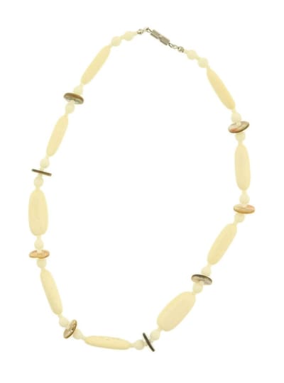 Behave® Schelpen ketting - Nikkelvrij - Wit crème 44 cm - Mode stijl boho