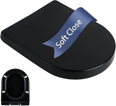 Toiletbril D-vorm - Zwart toiletdeksel - Badkamer Hygiëne - Softclose mechanisme - 46 x 36 cm - Zwart