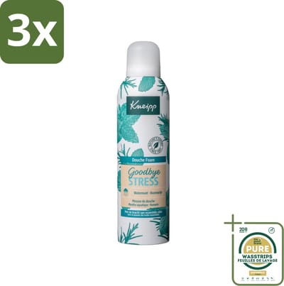 3 x Kneipp - Douche schuim - Goodbye Stress - Watermunt & Rozemarijn - 200 ml - Grootverpakking - Douche Foam - Stress Verlichting - Watermunt En Rozemarijn - Verfrissend Schuim - Natuurlijke Geur