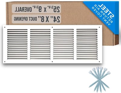 Stalen Retourluchtrooster - Ventilatierooster Plafond - Luchtcirculatie Verbeteren - Duurzaam Gepoedercoat - 24" x 8" Kanaalopening - Wit