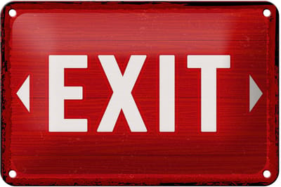 Blechschild Hinweis 12x18 cm Exit Pfeil links und rechts rotes Deko Schild