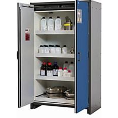 Veiligheidskast type 30 asecos Q-CLASSIC-30, scharnierende deuren, gentiaanblauw front, B 1164 x D 620 x H 1947 mm