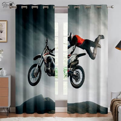 3D Geprinte Coole Motorraamgordijnen Retro Motor Industrieel Stijl Slaapkamer Woonkamer Balkon Auto Lijn Decoratie Gordijnen Q23691QQ-W50xH160(CM)x2PCS&Rod pocket