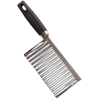 Wolf Tooth Aardappelspecifiek Golvend Mes, Huishoudelijk Groentesnijgereedschap, Fancy Snij- en Aardappelsnijgereedschap zwart