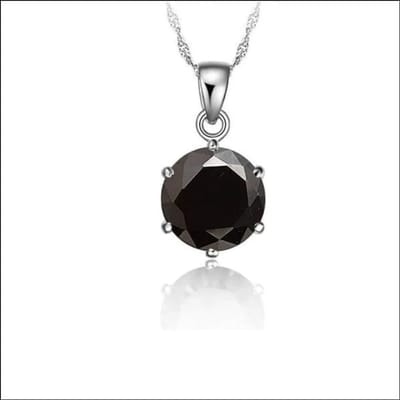 Aramat Jewels | Halskettingen | Zilveren Dames Halsketting met Ronde Zirkonia | Zwart | |1,5mm | Zilver | Volwassenen | Verkleurd niet