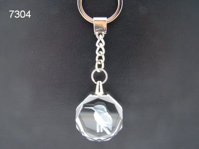 Sleutelhanger 3D Laser Gravure IJsvogel – Glas – 2,5 cm – Met Geschenkdoosje