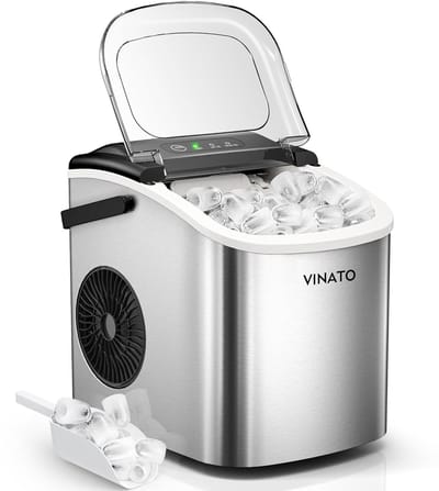 IJsblokjesmachine Klein - IJsmaker Compact - Snel IJs Maken - 9 Blokjes Per 6 Minuten - 21x29x29 cm - Zwart