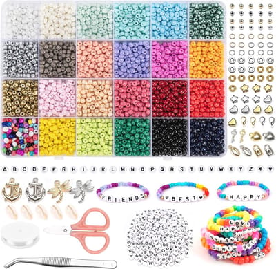 4000 Kralen Set voor Armbanden en Sieraden - Kleurige Glazen Kralen en Letterkralen voor Creatief DIY Meten