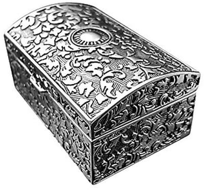 Sieradenkistje Verzilverd met Antiek Patroon - Elegant Juwelendoos voor Ringen en Sieraden
