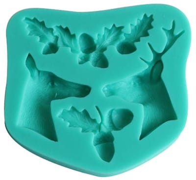 BRENZOOS - Kerstmis Rendier Hoofd Siliconen Vorm - Creatieve Bakvorm - Hemelsblauw - Taartdecoratie - Geschikt voor Taart en Cupcakes - DIY Zeepvorm