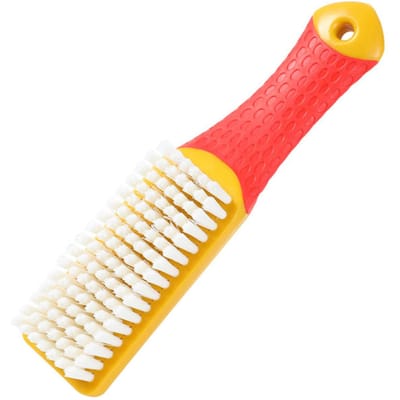 Brosse de Nettoyage de Chaussures Manche Long Poils Doux Multifonctionnelle Chiffon Brosse à Récurer Chaussures pour Ménage red