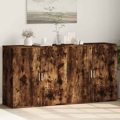 vidaXL - Dressoirs - 2 - st - 79x38x80 - cm - bewerkt - hout - gerookt - eikenkleurig