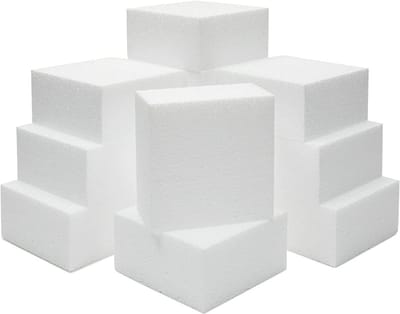 Vierkante piepschuim blokken voor knutselen en decoraties - 12 stuks 10 cm x 10 cm x 5 cm