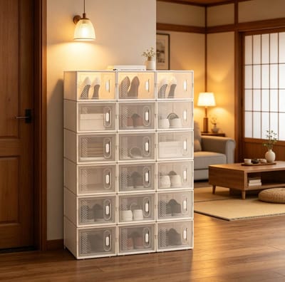 MIVRAY Schoenopbergdozen - Stapelbare Transparante Opbergboxen Met Voorklep - Voor Schoenen En Opbergen - Kunststof - 25x18,5x35,5 Cm - Wit