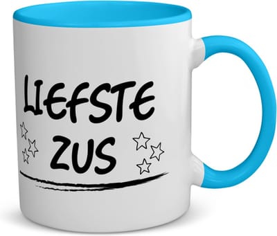 Akyol - liefste zus koffiemok - theemok - blauw - Zus - je zus - verjaardagscadeau - cadeau voor zus - gift - kado - 350 ML inhoud