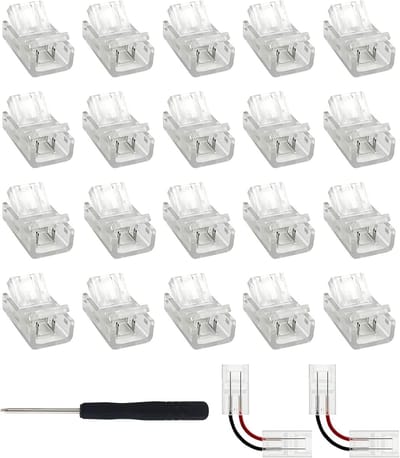22 Pcs 2 Pin 8mm LED Strip Connectors - Solderloze LED Adapter voor Stripverbindingen en Draadverbindingen met Schroevendraaier