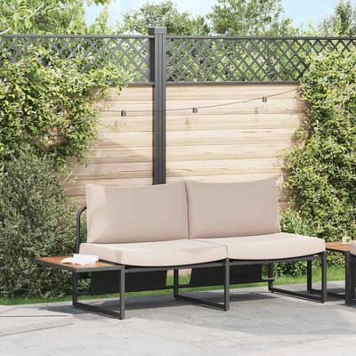 vidaXL - Tuin - Sofa - 2-Aantal - zitplaatsen - Taupe - Staal
