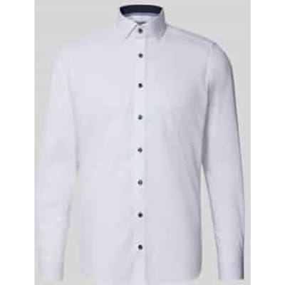 OLYMP Level 5 body fit overhemd - wit (blauw contrast) - Strijkvriendelijk - Boordmaat: 38