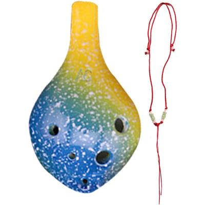 6 Gaten Keramisch Ocarina Alto C Eenvoudig Muziekinstrument in Sterrenstijl met Lanyard Muziekscore voor geel