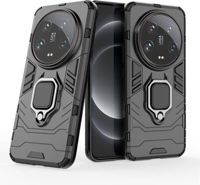 MobyDefend Hoesje - Geschikt voor Xiaomi 14 Ultra - Dubbelgelaagde Pantsercase Met Standaard - Zwart