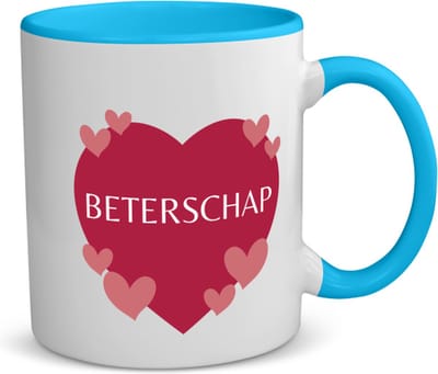 Akyol - beterschap hartje en kleine hartjes koffiemok - theemok - blauw - Beterschap - iemand die ziek is of iets gebroken heeft - ziek - koorts - snel beter worden - cadeau - beterschap cadeau - kado - gift - geschenk - 350 ML inhoud