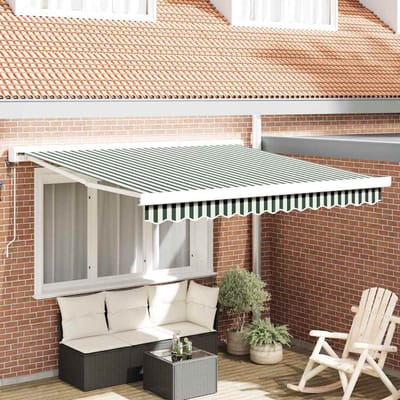 vidaXL - Uitschuifbare - luifel - Groen - en - Wit - 300 - x - 250 - x - 165 - cm