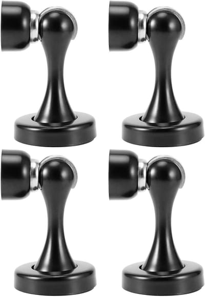 Magnetische Deurstoppers - Deurvangers - Deuren Open Houden - Roestvrij Staal - 4 Stuks - Zwart