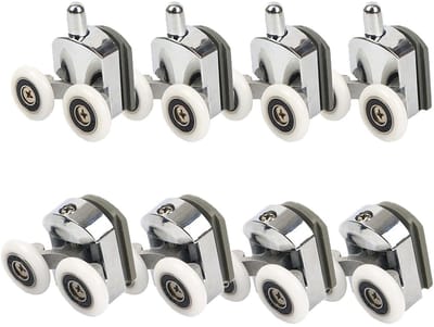 Dailygoods- Douchedeurwielen 23 mm - 8 Stuks - Aluminiumlegering - Stelschroef - Geluidsloos - Sterke ondersteuning - Douchedeurrollen