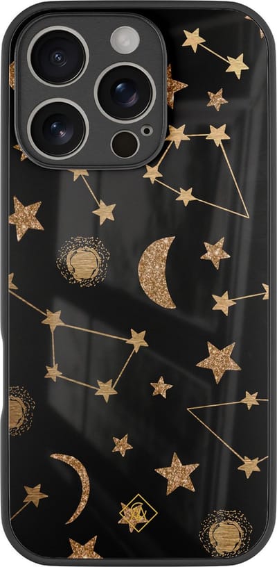 Casimoda® hoesje - Geschikt voor iPhone 16 Pro - Counting The Stars - Luxe Hard Case Zwart - Backcover telefoonhoesje - Zwart