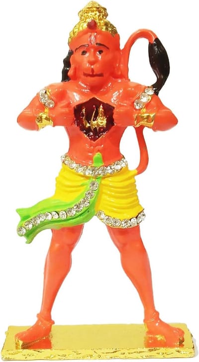 Metalen Hanuman Beeldje - Religieus Decor - Dashboard Decoratie - Ram in Hart - 3.5 cm Hoog - Multicolor