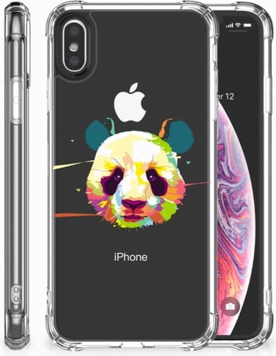 Apple iPhone Xs Max Stevig Bumper Hoesje Panda Color