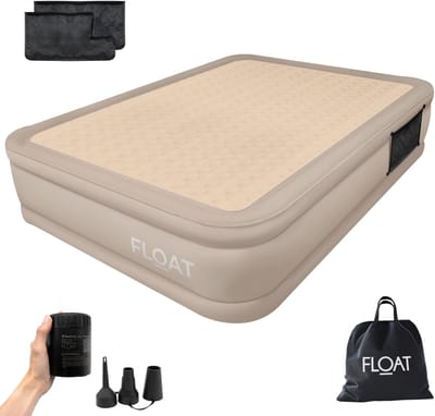 FLOAT - 2 Persoons luchtbed - 203x152x40 cm - Opbergzakken, draagtas en reparatiekit - Zelfopblazend Twee persoons luchtmatras - Ingebouwde elektrische pomp - Stevig Logeerbed - CloudSpring