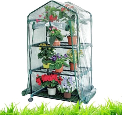 Draagbare Broeikas - Kweekkas Buiten - Planten Beschermen - Vergrendelbare Wielen - 3 Lagen - Transparant