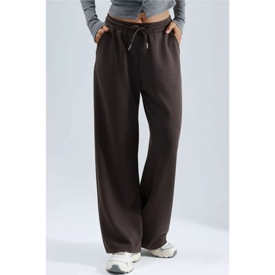 Midi taille wijde pijpen modal broek